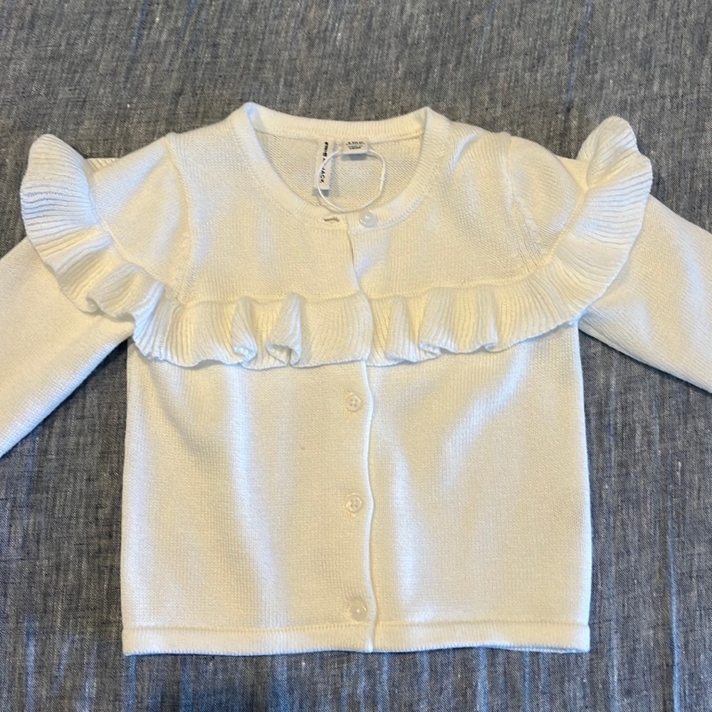 Janie And Jack White Ruffle Cardigan 6-12 Months